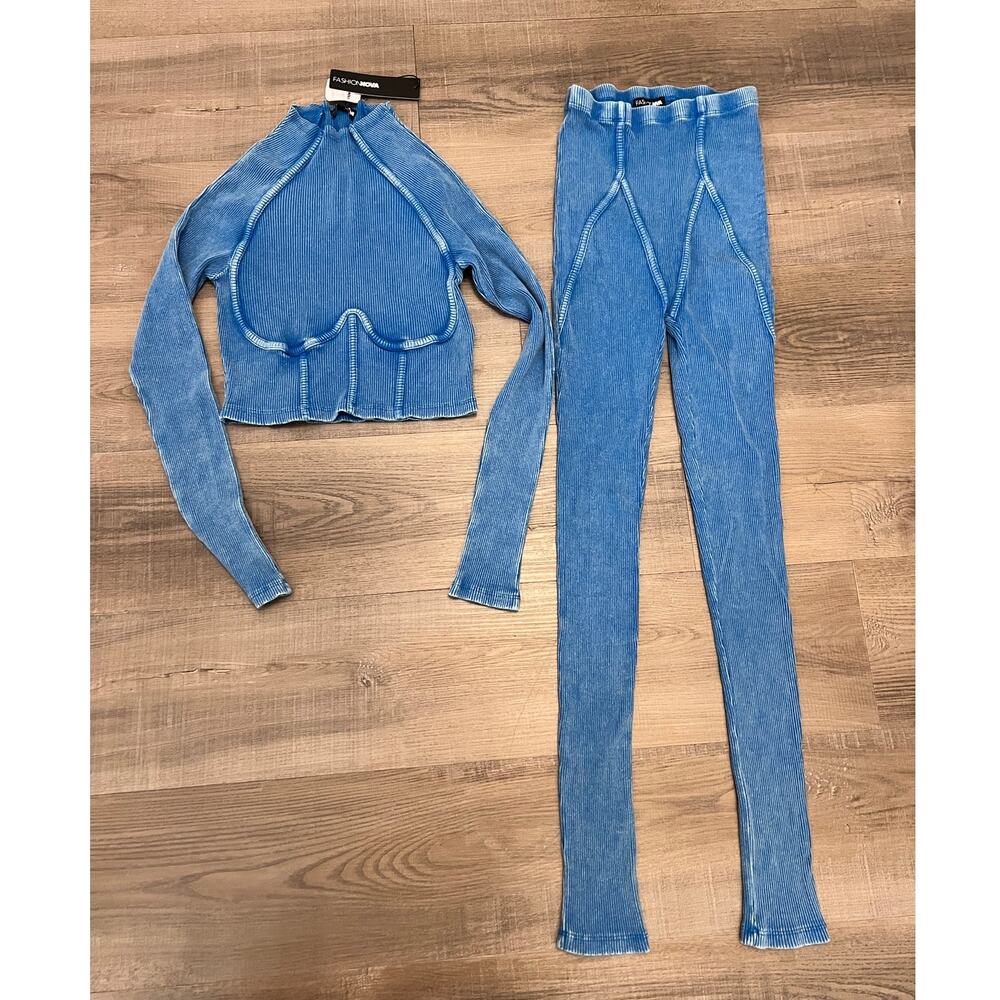NWT Fashion Nova Jaime Blue Top & Legging Set